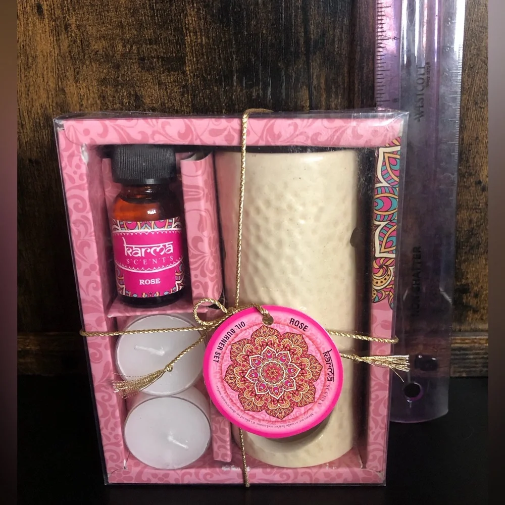 Karma Scents: ‘Rose’ Aroma Oil Burner Set NEW* - Picture 5 of 5